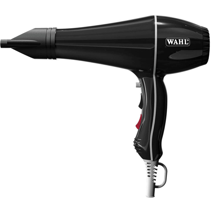 Wahl Powerdry, 2000W Hairdryer, Hair Dryers for Women, Reduces Static and Frizz, Tourmaline Coated Grille, Cool Shot Button, 3 Heat and 2 Speed Settings, Two Concentrator Nozzle, Black 1 Count (Pack of 1)