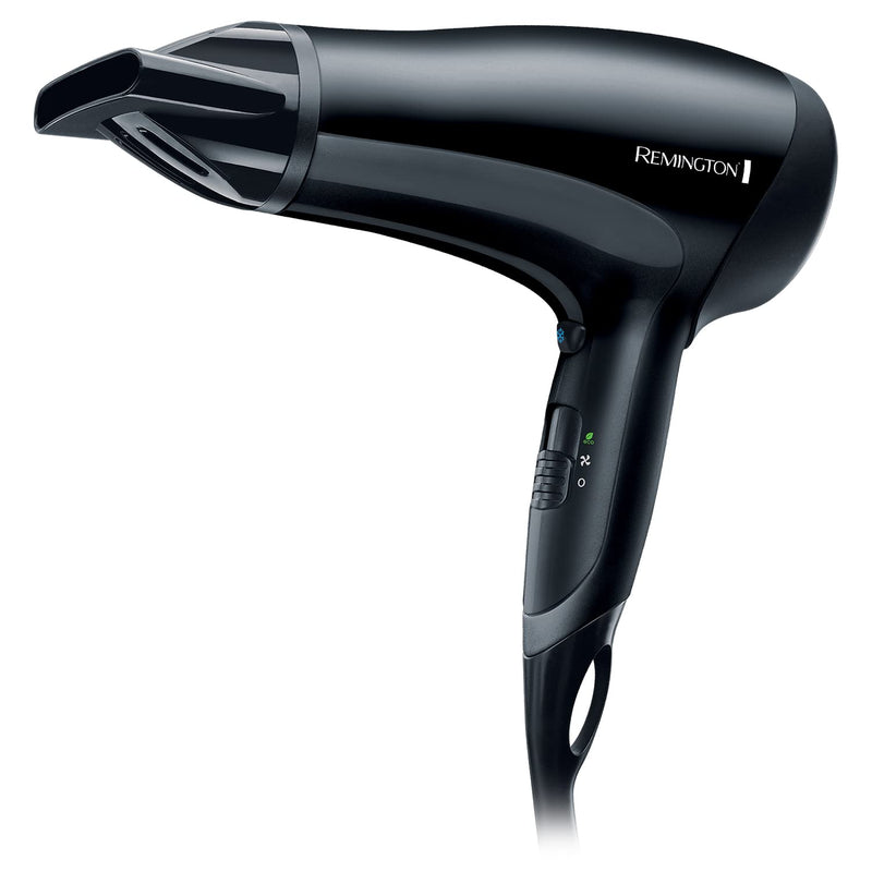 Remington D3010 Power Dry Lightweight Hair Dryer, 2000 W, Black | Three Heat and Two Speed Settings, Eco Setting, Ceramic Ionic Grille, Removable Easy-Clean Grille D3010 Remington Power Hair Dryer