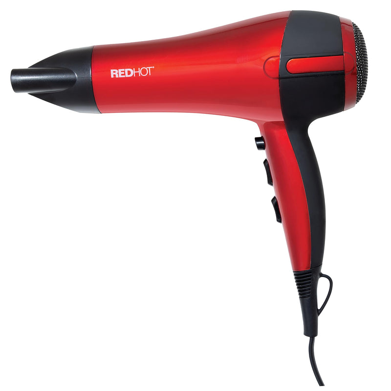 Red Hot 2200W Hair Dryer / 3 Heat Settings, 2 Speed Settings/Cool Air Function, Removable Styling Nozzle, Fast Drying Hair Dryer/Red 37060 2200W Professional Hair Dryer Red