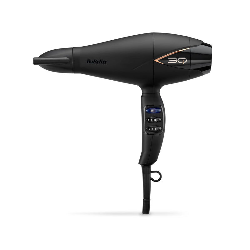 BaByliss Professional 3Q Hair Dryer - Powerful 2200W Blow Dryer, Extra-Fast Air Flow and Ultra-Lightweight, 3 Heat & 2 Speed Settings, Black, 5665U Single