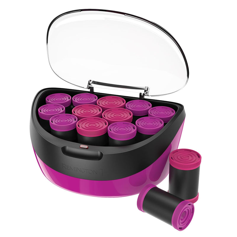 Remington Heated Hair Rollers (Set of 12 velvet flocked rollers in 2 jumbo sizes (35mm & 40mm), Ceramic and Ionic Technology, Wax core, 12 pins and clips included, pink/black) H5670 | 2 Jumbo Sizes (35mm & 40mm), Ceramic and Ionic Technology, Wax Core,...