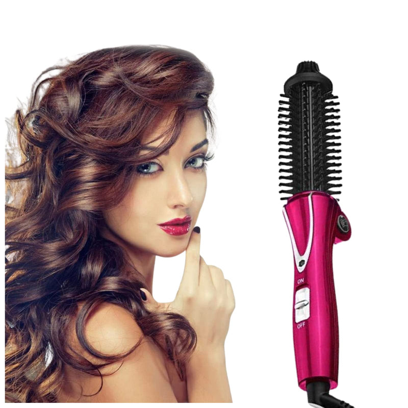 Foldable Travel Hair Curler Brush – Dual Voltage 100-240V Styling Tool with UK Plug, Compact Hot Brush for Short Hair, Quick Heat-Up, Easy to Use & Travel-Friendly Rose