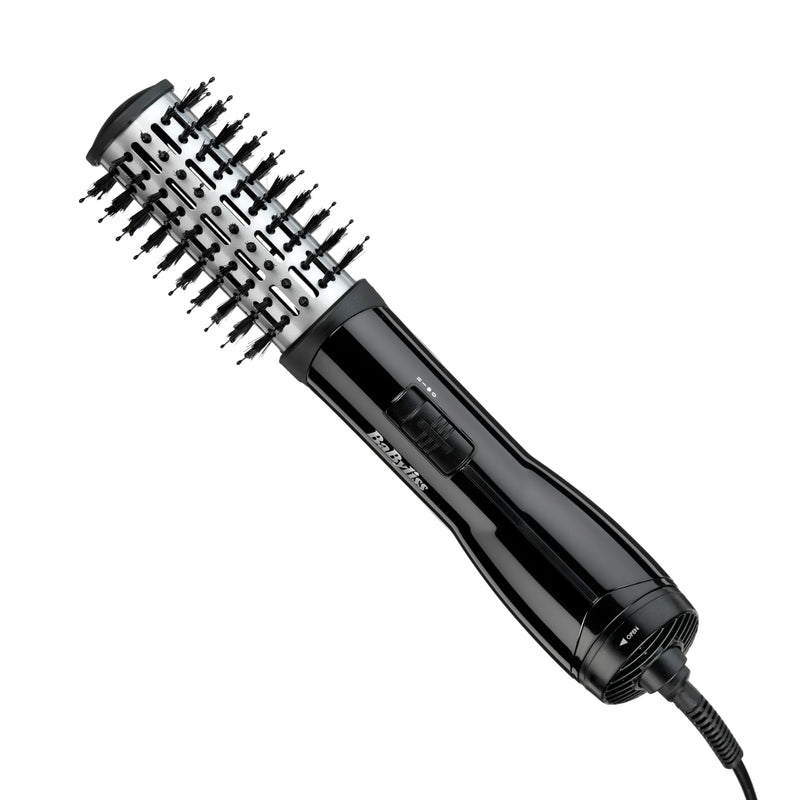 BaByliss Flawless Volume Hot Air Brush - Dry and Style in One, Titanium-Ceramic 38mm Barrel for Smoothness, Ionic Frizz-Control, Black, 2764U Single