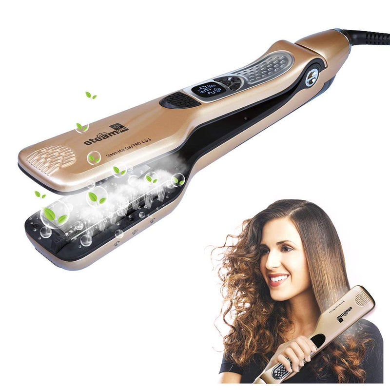 Hair Straighteners Flat Iron,Professional steam Hair Straightener, Anti-Scald Comb, Adjustable Temp and Auto-Off Function