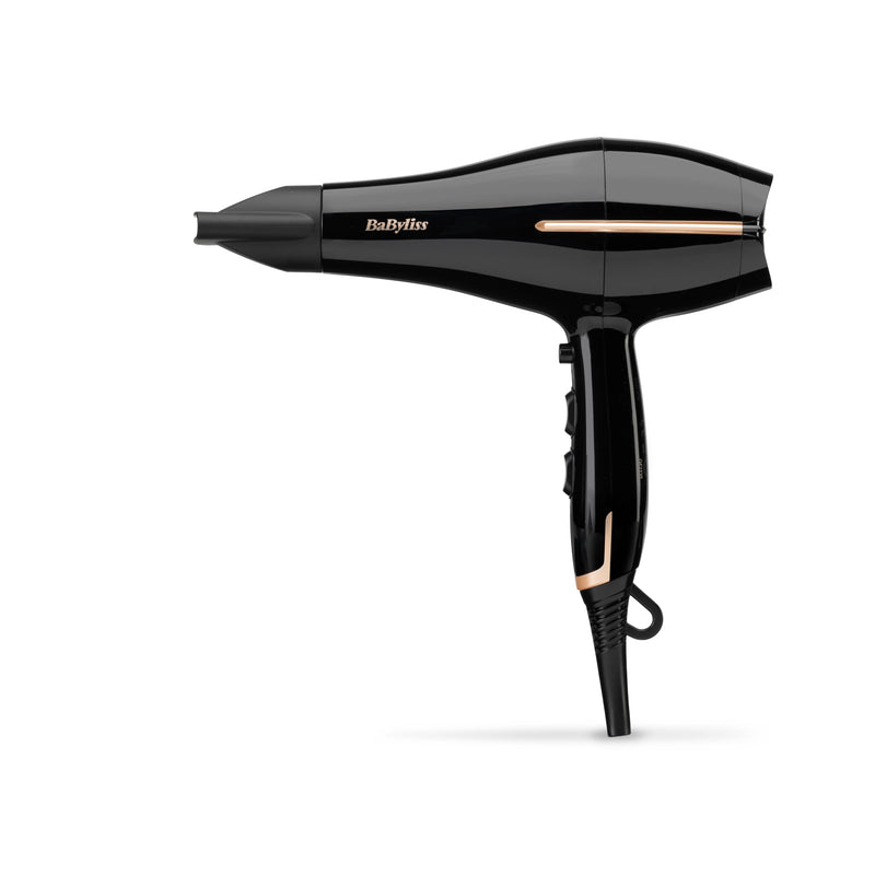  [AUSTRALIA] - BaByliss Salon Pro Hair Dryer - Powerful 2200W Blow Dryer, AC Professinal Motor, Ionic Frizz-Control, 3 Heat & 2 Speed Settings, Black, 5552U Single