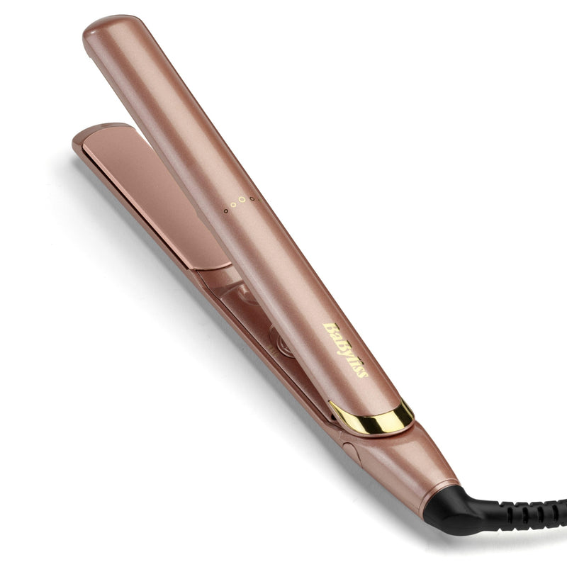 BaByliss Rose Gold Hair Straighteners - Ceramic Plates for Smooth Styling, Multi-Voltage Worldwide use, Ultra-Fast 15 Second Heat Up, 3 Heat Settings Up to 235°C, 2598U
