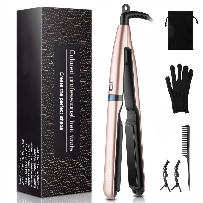 Hair Straightener, Professional Ceramic Flat Iron for Hair and LCD Digital Display with Adjustable Temp (160℃-230℃) Straightner Iron, Dual Voltage Gold