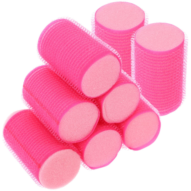 Minkissy 8pcs Self Adhesive Sponge Hair Rollers Medium Heatless Self Grip Foam Curlers Hair Styling Tools for Volume Bounce, Comfortable Sleep-in Curling Tools for Women Girls Pink
