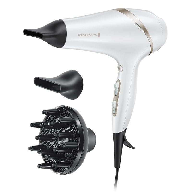  [AUSTRALIA] - Remington Hydraluxe Hair Dryer (Micro-Conditioners to Help Balance Moisture, Hydracare Temperature Setting for Healthy Hair, Diffuser, Slim Styling & Wide Concentrators, Powerful, Ionic, 2300W) AC8901 | Hydracare Temperature Setting for Healthy Hair, D...