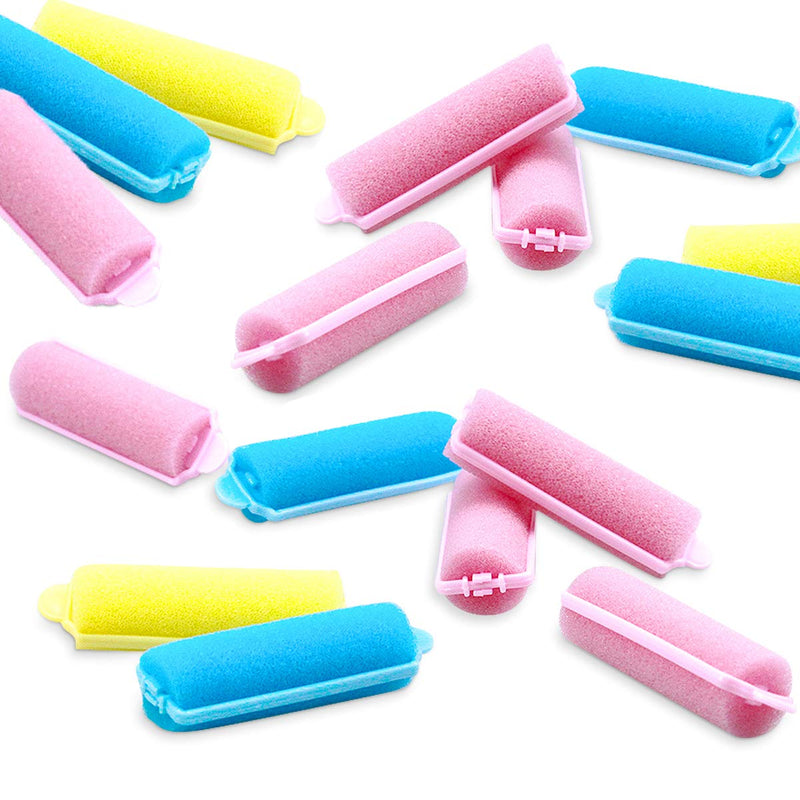36 Pieces Foam Sponge Hair Rollers, Soft Curlers for Short Hair, Mini Roll Curl Artifact, Hair Styling Curlers for Women and Girls DIY Hairdressing, 20mm (Pink, Yellow, Blue) 36pcs 2cm