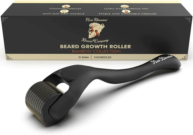 Red-Blooded Beard Roller, Derma Roller, Microneedling Roller, Beard Growth | Also called a dermaroller, this 0.5mm microneedle roller for hair growth supports thicker, fuller beard regrowth for men.