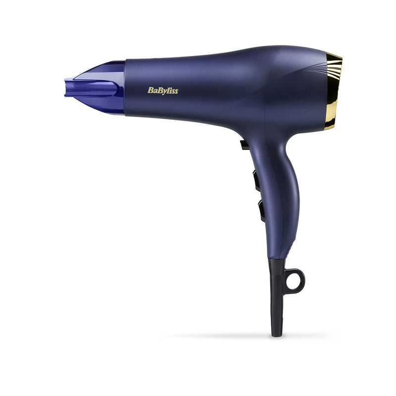 BaByliss Midnight Luxe Hair Dryer - Powerful 2300W Blow Dryer, Ionic Frizz-Control, Fast Drying, Professional and Lightweight, 3 Heat & 2 Speed Settings, 5781U 5781U - UK PLUG