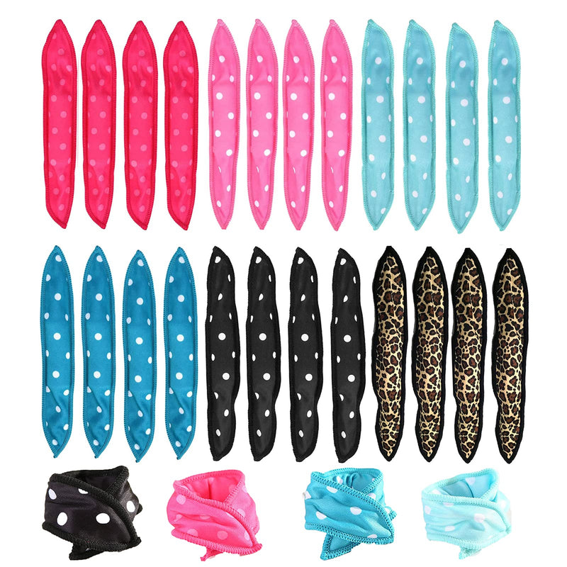 Alldo 24Pcs No Heat Hair Curlers - Sponge Rollers, Wave Formers for Long Short Hair - Sleep in Curlers - DIY Hair Tools - Pillow Soft Curls (6 Color*4 Pcs)