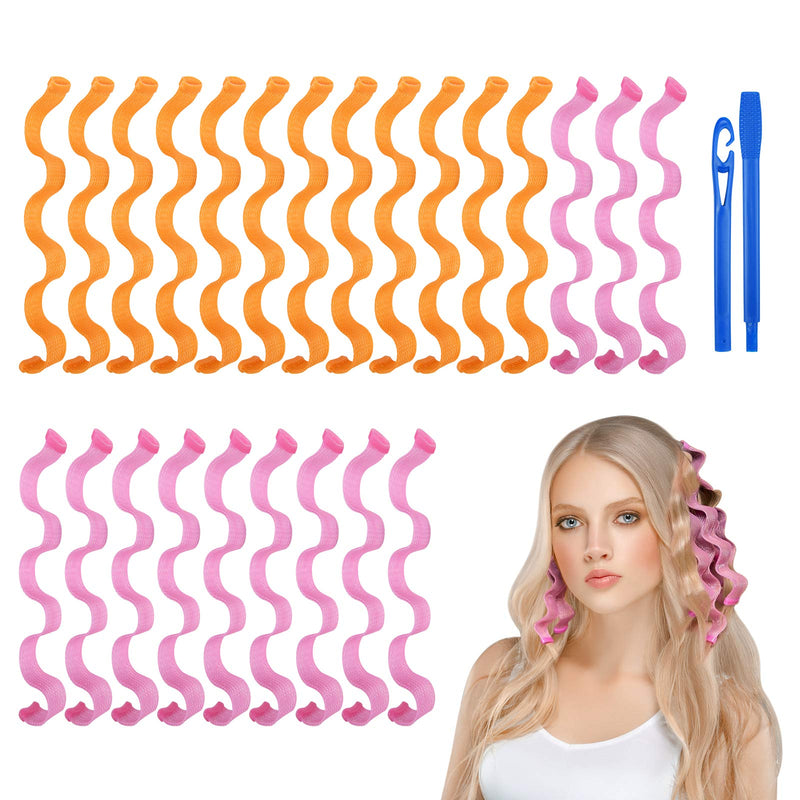 URAQT No Heat Hair Rollers, 24pcs Curlers Styling Kit with Hooks, Wave Curlers for Long & Short Hair, DIY Hairstyle Tools 30cm 30 cm