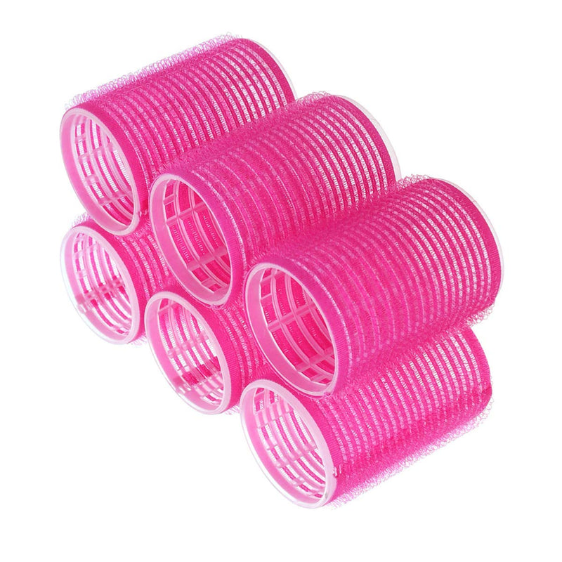 Uonlytech Diy Hair Curlers Set 6Pcs Self-Adhesive Plastic Rollers Hair Styling Tools for Salon and Home Use 1.4 Inch Diameter Curling Drum
