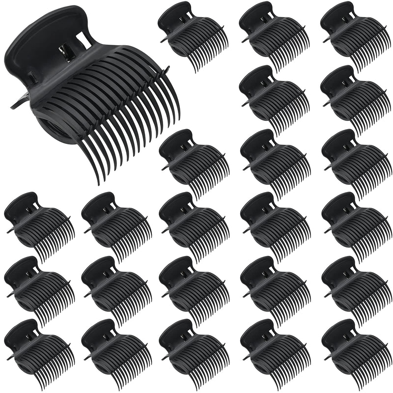 24 Pack Hot Roller Clips, Plastic Hair Curler Claw Clip Replacement Roller Clips Safety & Heat Lightweight Resistance Heated Clip for Small, Medium, Large Girls Hair Section Styling (Black) Black