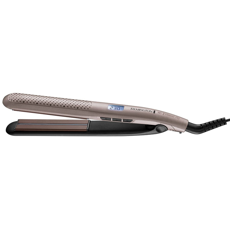 Remington Wet2Straight Pro Hair Straightener - Excl Venting System removes excess water - no need to blow dry. - Moisture sensor- adjusts the temperature of the plates each pass, Up to 230°C, S7970 | Exclusive Venting System Removes Excess Water, No Ne...