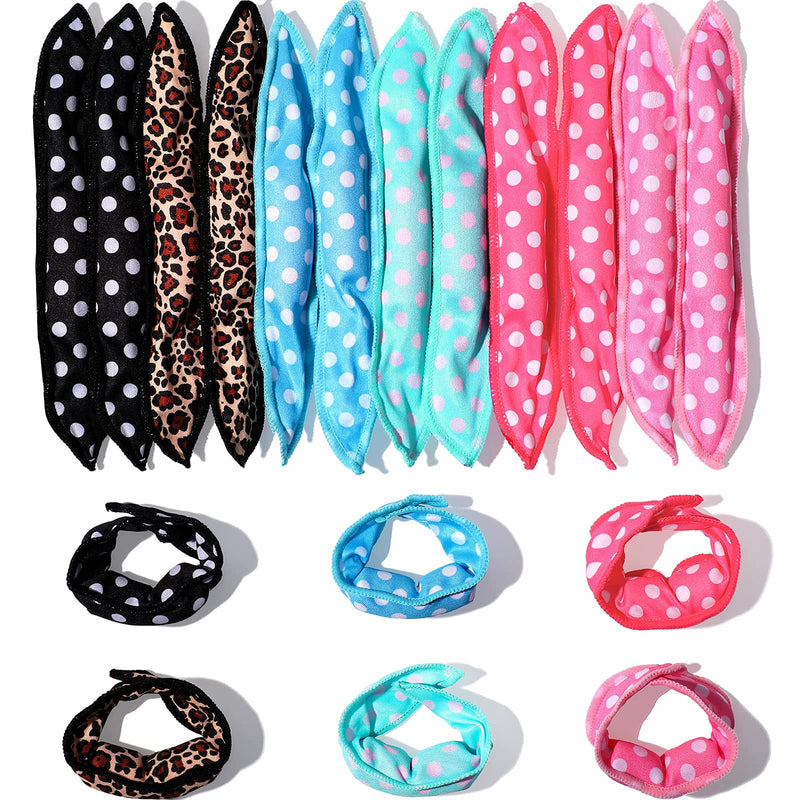 Syhood 48 Pcs Sponge Hair Rollers Soft Hair Curlers to Sleep in, Foam Heatless Overnight Pillow Curlers for Women Tousle Styling Tools(Cloth Cover,Polka Dot, Leopard) 1 count (Pack of 1) Polka Dot, Leopard