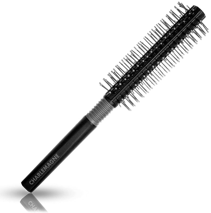 Charlemagne Round Hair Brush for Men - Blow Drying Roller Brush | Tames Frizz & Shapes Curls or Waves - Adds Volume During Styling, Salon-Quality Finish