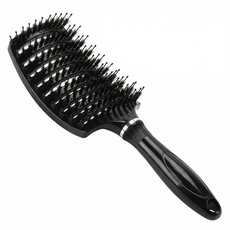 Hair Brush, JT JUSTIME Boar Bristle Hairbrush Set for Women Men Thick, Curly, Detangling, Wet Hair (Black) Black