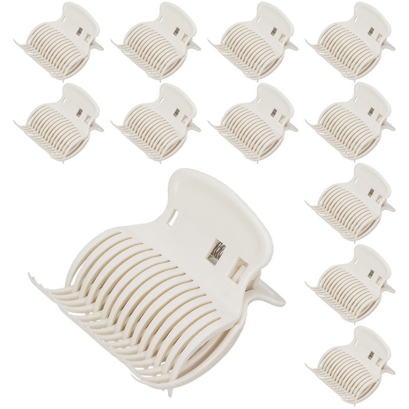 Agatige 12 PCS Hot Roller Clips, Hair Curler Claw Clips, Replacement Roller Clips Safety & Heat Resistance Heated Roller Clips for Women Girls Hair Sectioning Styling Tool (White)