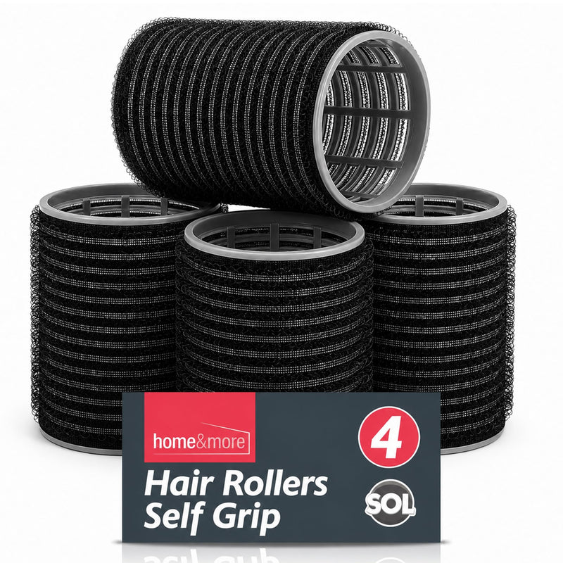 SOL 4pk Hair Rollers Self Grip - Rollers for Hair Volume - Heatless | Hair Curlers Rollers - Long & Short Hair for Bouncy Waves, Reusable 4pk, Easy Self Grip for Heatless Styling