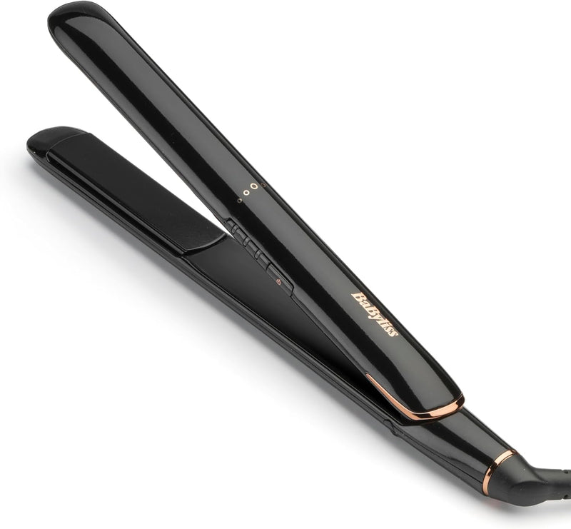 BaByliss Rose Lustre Hair Straighteners – Ceramic Smooth‑Glide Plates for Sleek & Frizz‑Free Styling, 30s Fast Heat‑Up, (180-230°C), Straightening & Smoothing Flat Iron, Worldwide Use, 2515DU Black