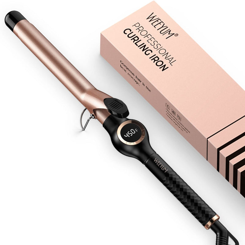 Curling Tongs 25mm, Long Barrel Hair Curler for Hair, Ceramic Tourmaline Hair Curling Iron Dual Voltage