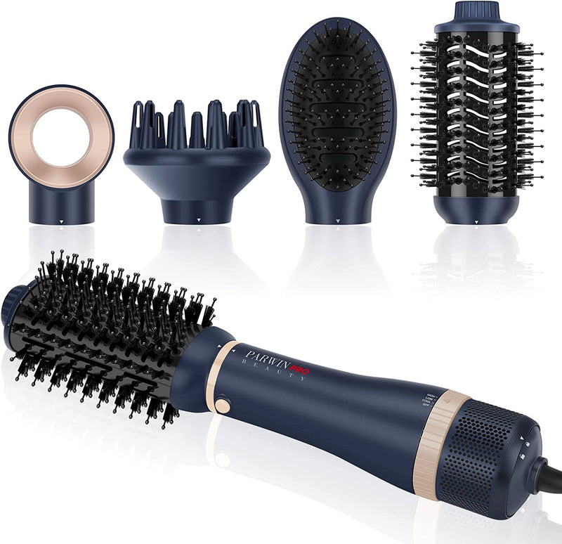 4-in-1 Hair Dryer Brush Set, Multi Air Styler with Diffuser and Hot Brush | Hairdryer, Hot Air Brush, Hair Diffuser and Hot Brush, Ionic Care, Frizz Control, Blue Prussian Blue - Standard