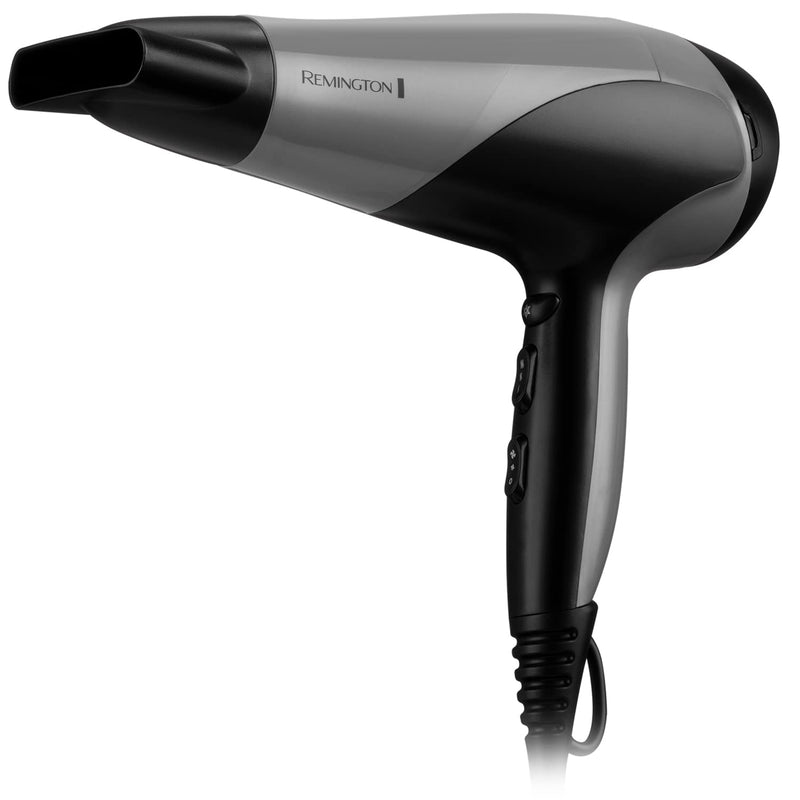 Remington Ionic Dry Hair Dryer 2200W, Silver, Diffuser, 3 Heat Settings | Includes Concentrator, Cool Shot Feature, D3190S Model, Ionic Conditioning, 2 Speed Settings for Versatile Styling