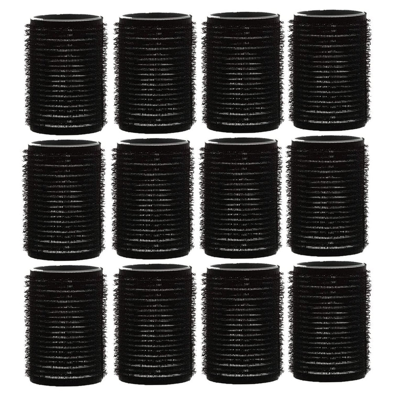  [AUSTRALIA] - AKH® Hair Rollers | Pack of 12 | Black Large Hair Rollers 30mm | For Short And Long Hair Salon Hairdressing, Hair Styling, Waves and Curles | Self Grip Holding Rollers For Men Women Kids |Curling Tool
