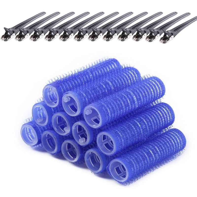 Fashion Base Hair Rollers with Clips,Small Velcro Rollers for Short Hair | 15mm Self Grip Hair Curlers Rollers,12 Rollers and 12 Clips,Salon Curlers