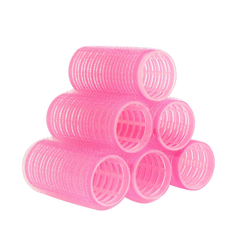 6-Piece Curler Set (Color Random), Large Self-Holding Curler, Natural Fluffy Hair Root Hair Tool Pink 152