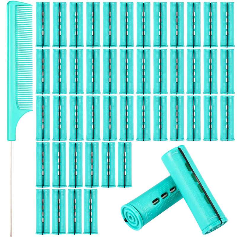  [AUSTRALIA] - WILLBOND 48 Plastic Perming Rods & Curlers - Cold Wave Hair Rollers with Steel Comb for Hairdressing (Green, 0.98 Inch/ 2.5 cm) 0.98 Inch (Pack of 48) Green