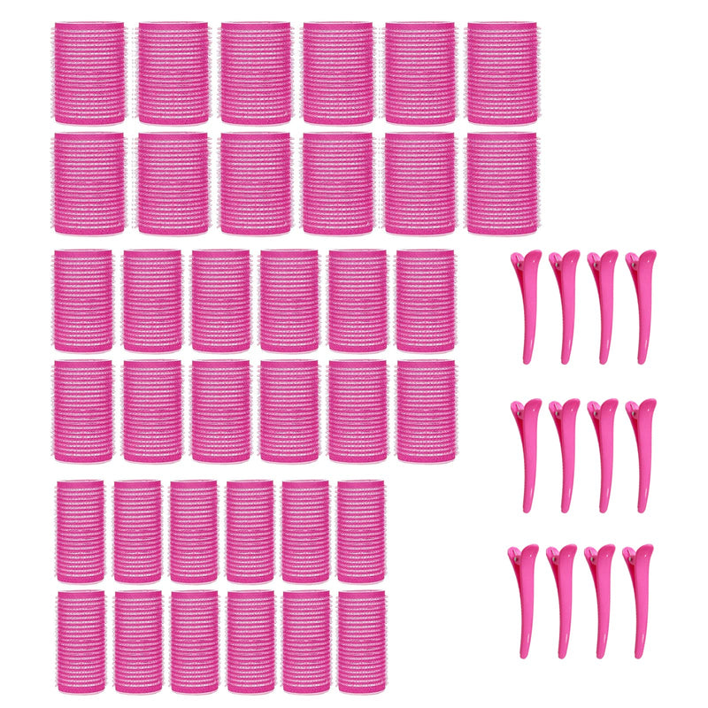 KEYRI 48PCS Hair Rollers Set Hair Rollers with Clips Self Grip Jumbo Hair Roller No Heat Heatless Hair Roller for Long Medium Short Hair Styling Hairs Salon Hairdressing Curlers (Pink, 3 Size) Pink 1 count (Pack of 48)