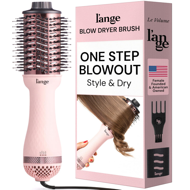  [AUSTRALIA] - L'ANGE HAIR Le Volume 2-in-1 Titanium Hair Dryer Brush - 75MM Hot Air Blow Dryer Brush - Thermal Brush with Oval Barrel - Hot Hair Styler for Smooth, Frizz-Free Results - Blush
