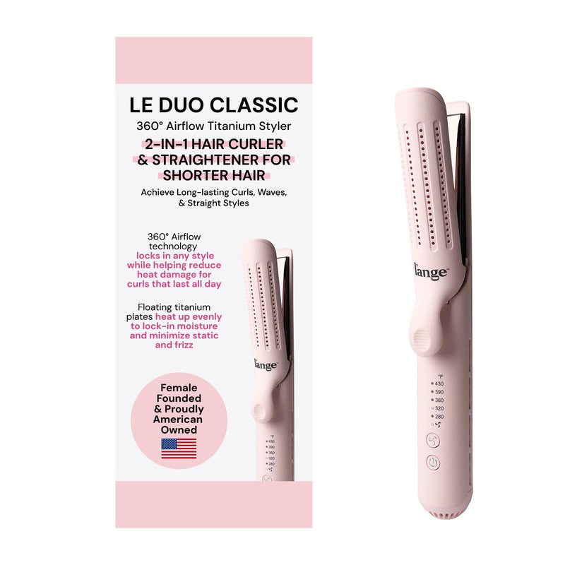  [AUSTRALIA] - L'ANGE HAIR Le Duo 360° Airflow Styler - 2-in-1 Curling Wand & Titanium Flat Iron Hair Straightener - Professional Hair Styler - Hair Curler with Cooling Air Vents - Adjustable Temp.