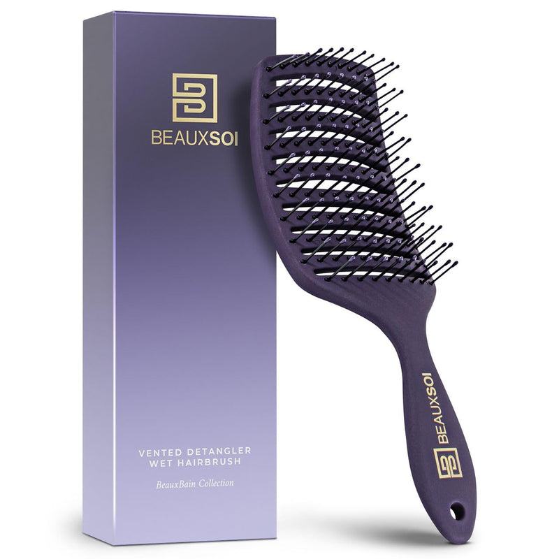  [AUSTRALIA] - BEAUXSOI Vented Detangling Brush for Wet or Dry, Thick, Coily, and Curly Hair | Curved Vent Brush for Blow Drying
