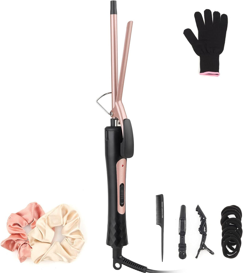 JAETON Curling Wand 9MM, Thin Curling Iron, Create Tight Curls Black