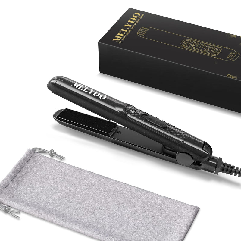 Mini Hair Straighteners, Ceramic Mini Straightener for Short Hair/Bangs, Travel Hair Straighteners Dual Voltage, UK Plug(Black) Black
