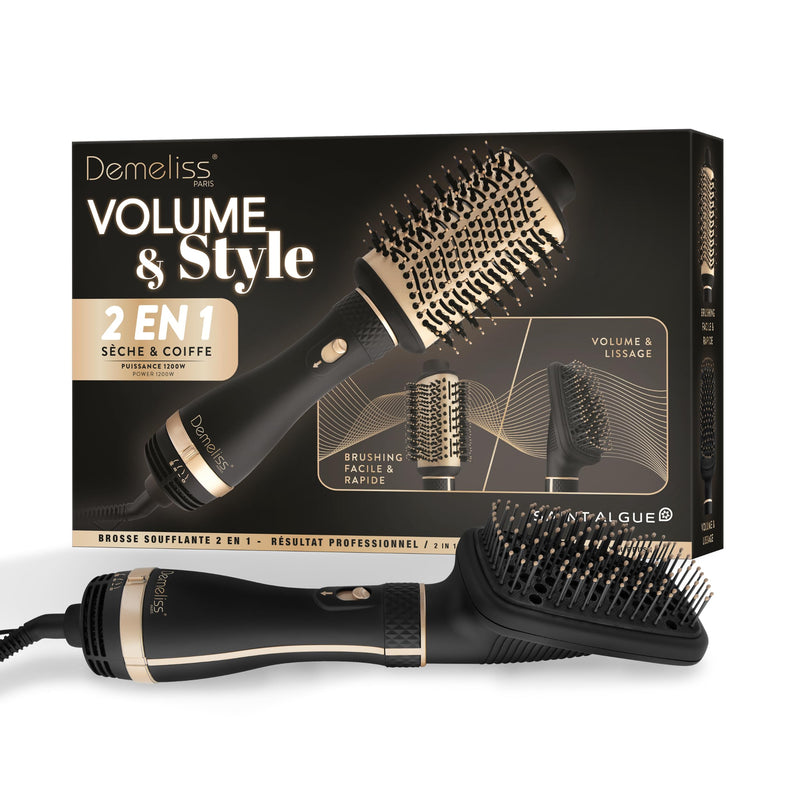 Demeliss Saint Algue Volume and Style Hair Dryer Interchangeable Heads Volumising and Dryer Electric Device with Nylon Clips Tourmaline Ceramic Coating