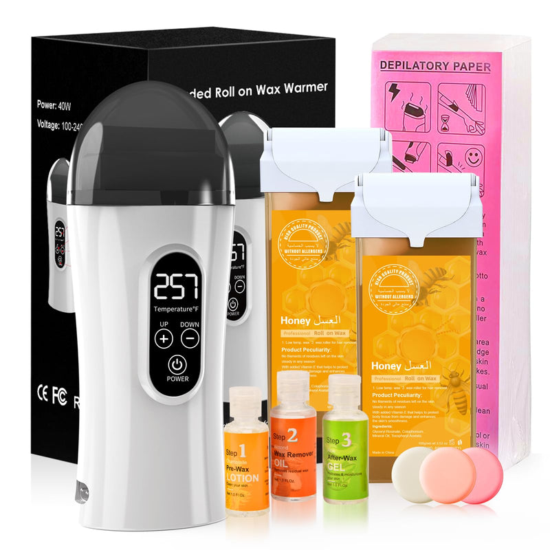 Digital Roll on Wax Kit, Demine Wax Roller Kit for Hair Removal, Waxing Kit for Women, At Home Wax Kit for Larger Areas of the Body, Great Gift for Women, Suitable for Beginners
