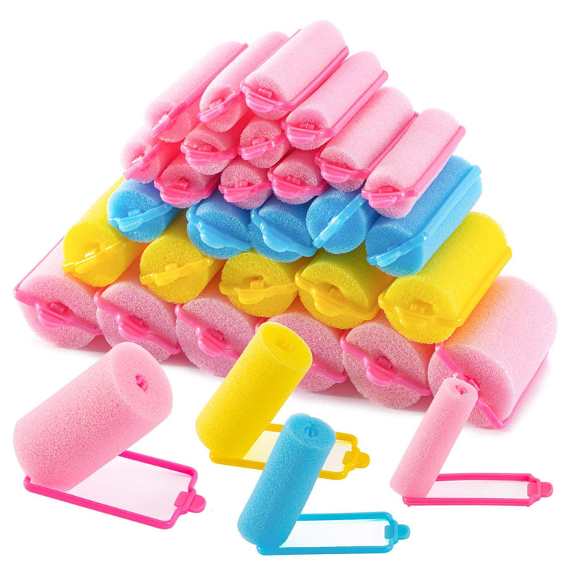  [AUSTRALIA] - MAQIHAN 36PCS Foam Hair Rollers - Heatless Hair Curlers No Heat Hair Styling Appliances Self Grip Sponge Hair Roller for Short/long Volume Overnight Curls Jumbo Flexi Sponge Rods for Hair Curling