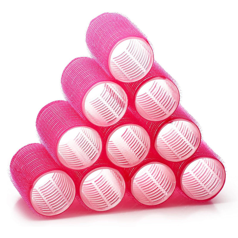 Hair Rollers Self Holding Rollers Gripping Sticky Rollers Self Grip Salon Hairdressing Curlers DIY Curling Tool（10 Packs）pink