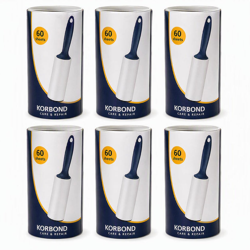 Korbond Lint Roller Refills 6 Pack - 360 Sheets Lint Rollers, Lint Remover, Pet Hair Remover, Dog Hair Remover, Clothes Roller Sticky, Pet Roller