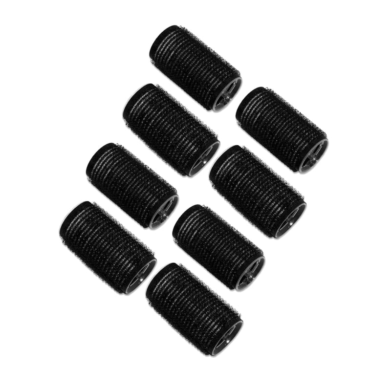 8 PACK HAIR ROLLERS - Self Holding Salon Hairdressing Curlers | Self Grip DIY Curling Tool | Hair Volume For Long Short Hair | Black Haircut Foam Styling Tool | Clip Rolling Accessories