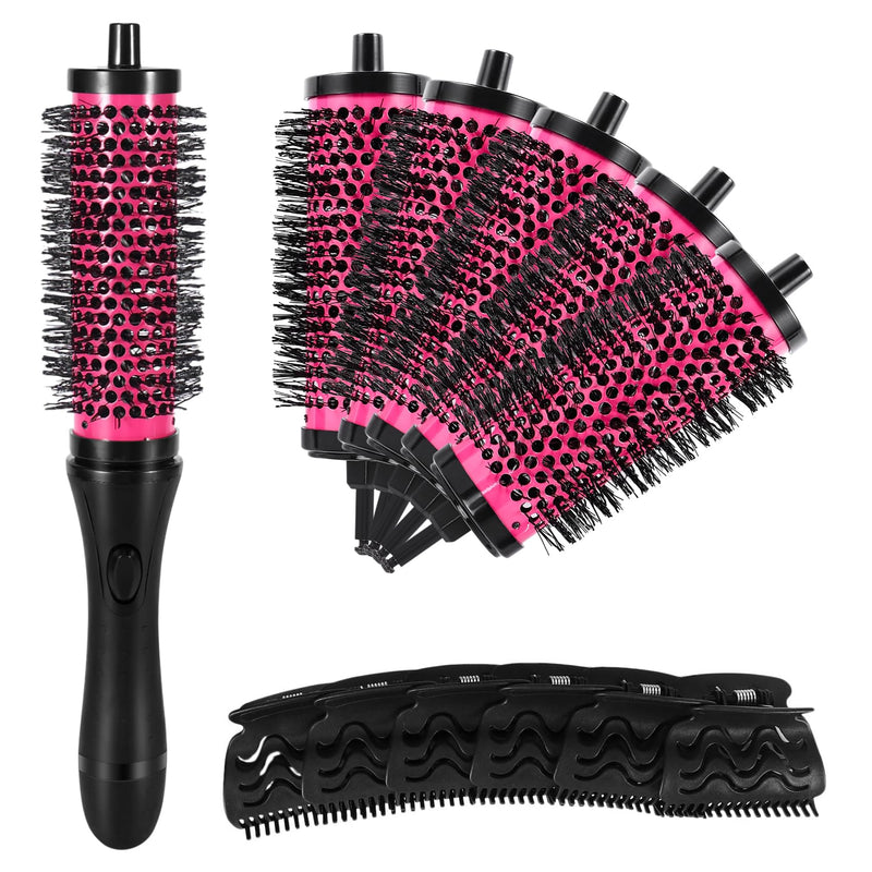 6pcs/set 3 Sizes Detachable Handle Hair Roller Brush with Positioning Clips Aluminum Ceramic Curler Comb Hairdresser