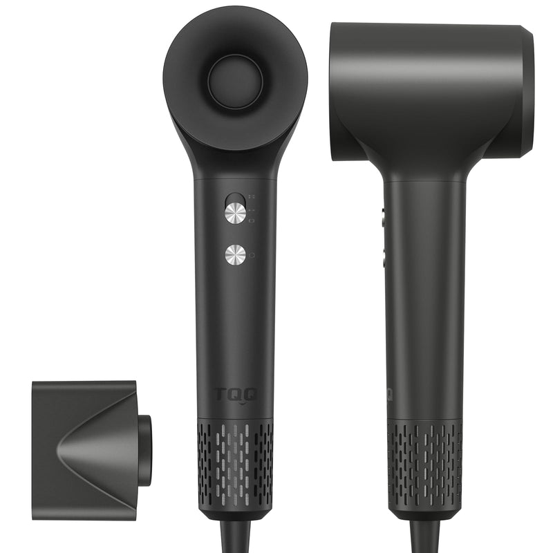 TQQ Hair Dryer, 200 Million Negative Ionic Hairdryer, 110, 000 RPM High Speed Brushless Motor Blow Dryer for 2min Fast Drying, 57dB Low Noise Travel Hairdryers for Women and Men Dark Gray