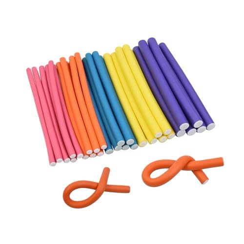 30 Pieces Flexi Curling Rods 9.45 Inch Bendy Foam Curler Rollers No Heat Hair Curlers for Medium and Long Hair Sleeping Overnight (5 Colors) 1 count (Pack of 30)
