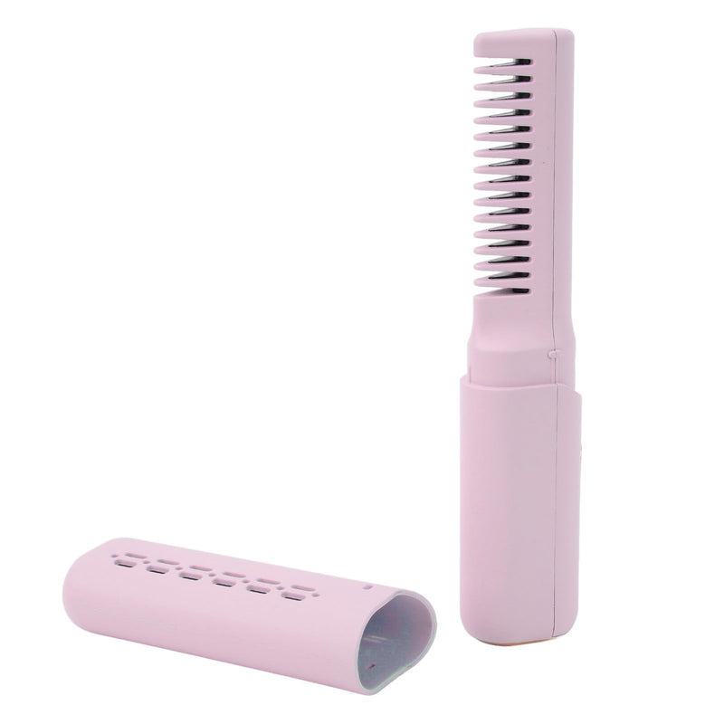  [AUSTRALIA] - Cordless Hair Straightener Brush, Portable Straightening Brush with 3 Adjustable Temperature, Mini Straightening Brush for Travel, Hot Comb Hair Straightener for Women (Violet) Violet